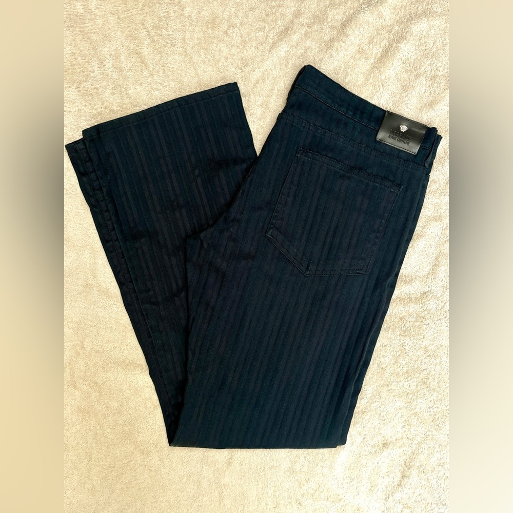 Versace Jeans Couture Black striped Denim 40 54 designer luxury capsule wardrobe